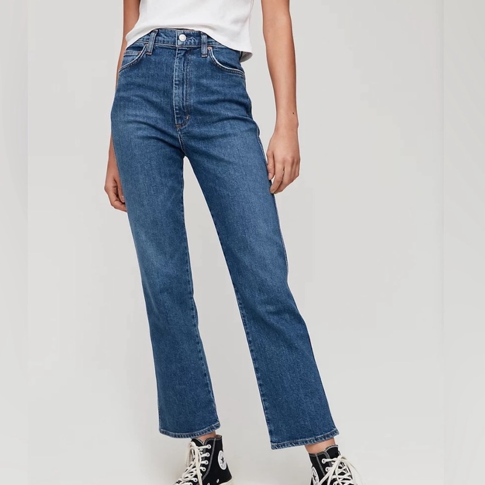 Agolde pinch waist high rise kick flare jeans in subdued